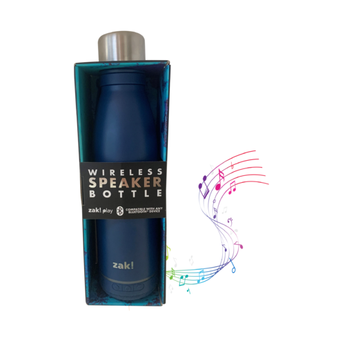 Zak Play 500mL Stainless Steel Bluetooth Speaker Bottle - Navy
