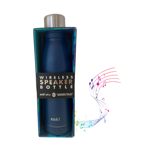Zak Play 500mL Stainless Steel Bluetooth Speaker Bottle - Navy