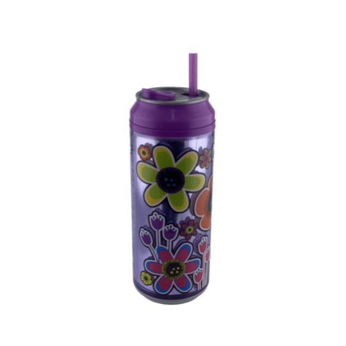 Cool Gear 473mL Can with straw - Flower Power