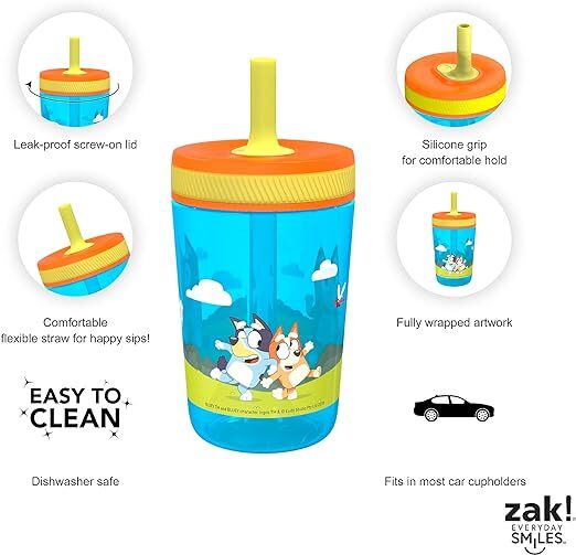 Zak Designs Kelso Tumbler Set 15 oz, (Unicorn) Non-BPA Leak-Proof Screw-On  Lid with Straw Made of Durable Plastic and Silicone, Perfect Baby Cup