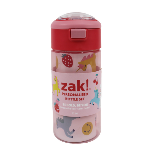 Zak! Personalised Water Bottle with Unicorn Theme, 532mL