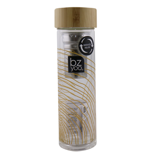 Bzyoo Tea Infuser with Bamboo Lid - Gold Organica 