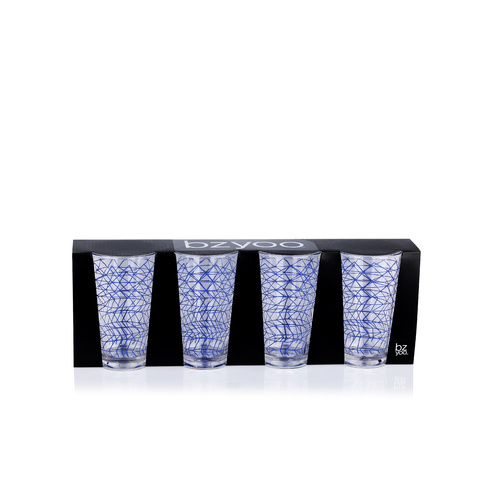 Bzyoo Spidy Glass Tumbler Set of 4 Pack - Blue