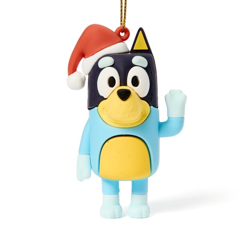 Bluey Silicone Christmas Tree Ornament - Bandit Santa Hat