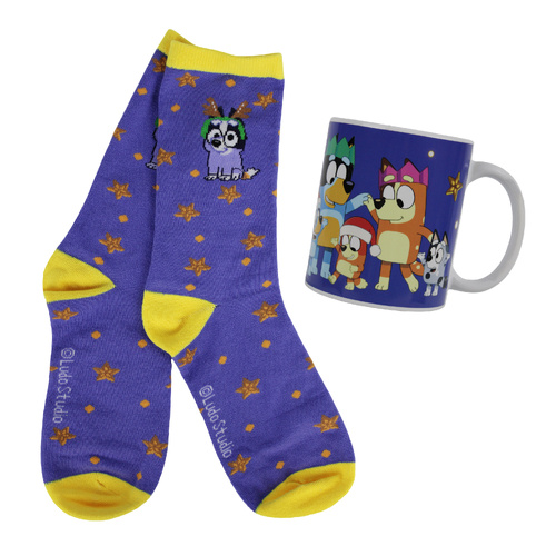Bluey Christmas Ceramic Mug and Sock Set 