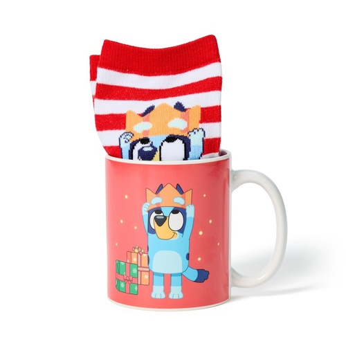 Bluey Christmas Ceramic Mug and Sock Set 