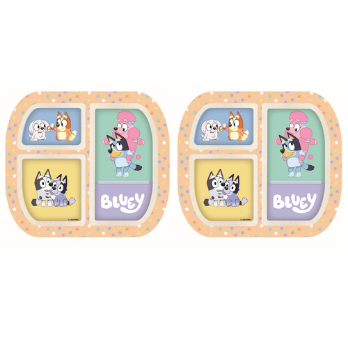 Bluey Bamboo/Melamine Divider Plate - 2 Pack