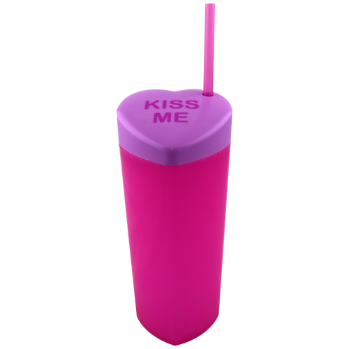 Cool Gear Kiss Me Heart Shaped 20oz Tumbler with Straw