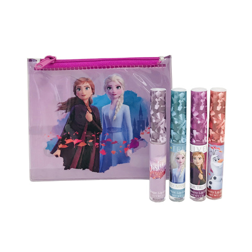 Frozen 2 4 pack Flavoured Lip Gloss & Cosmetic Bag