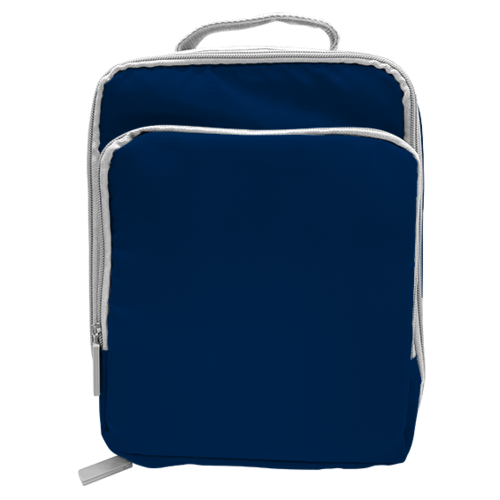 Double Compartment Insulated Lunch Bag with Top Handle - Navy