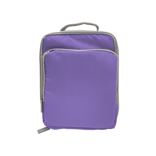Double Compartment Insulated Lunch Bag with Top Handle - Purple