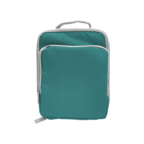 Double Compartment Insulated Lunch Bag with Top Handle - Teal