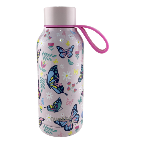 Quokka 330mL Solid Bottle with Strap - Butterfly