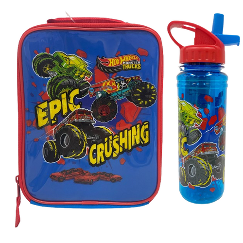 Hot Wheels Slimline Bag and 769ml Soft Spout Bottle Set