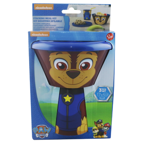 Paw Patrol Chase 3pce Stacking Set - Plate, Bowl & Cup 