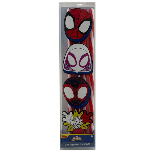 Spiderman 4pk Reusable Straws