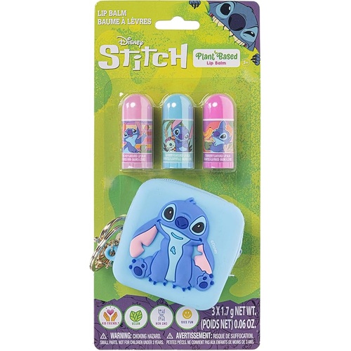 Stitch 3pk Mini Lip Balms with Keychain Bag
