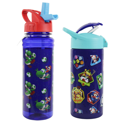 Super Mario 473ml Stainless Steel Bottle & 769ml Soft Spout Bottle Set